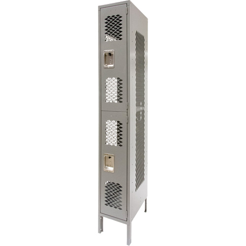 FN821 Casiers ventil&eacute;s, 2 niveaux, 12" x 18" x 78", Acier, Gris, D&eacute;mont&eacute;, Perfor&eacute;