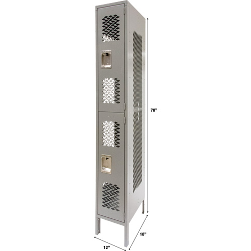 FN821 Casiers ventil&eacute;s, 2 niveaux, 12" x 18" x 78", Acier, Gris, D&eacute;mont&eacute;, Perfor&eacute;