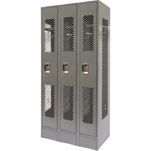FN850 Casiers ventil&eacute;s, Bloc de 3, 36" x 18" x 78", Acier, Gris, D&eacute;mont&eacute;, Perfor&eacute;
