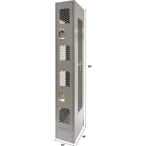 FN851 Casiers ventil&eacute;s, 2 niveaux, 12" x 18" x 78", Acier, Gris, D&eacute;mont&eacute;, Perfor&eacute;