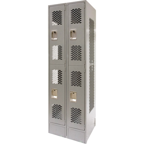 FN852 Casiers ventil&eacute;s, 2 niveaux, Bloc de 2, 24" x 18" x 78", Acier, Gris, D&eacute;mont&eacute;, Perfor&eacute;