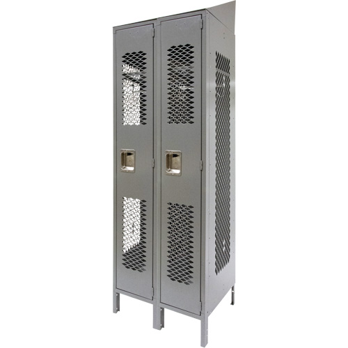 FN855 Casiers ventil&eacute;s, Bloc de 2, 24" x 18" x 88", Acier, Gris, D&eacute;mont&eacute;, Perfor&eacute;
