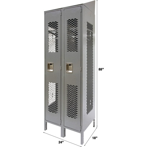 FN855 Casiers ventil&eacute;s, Bloc de 2, 24" x 18" x 88", Acier, Gris, D&eacute;mont&eacute;, Perfor&eacute;