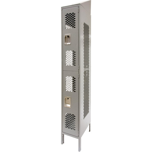 FN857 Casiers ventil&eacute;s, 2 niveaux, 12" x 18" x 88", Acier, Gris, D&eacute;mont&eacute;, Perfor&eacute;