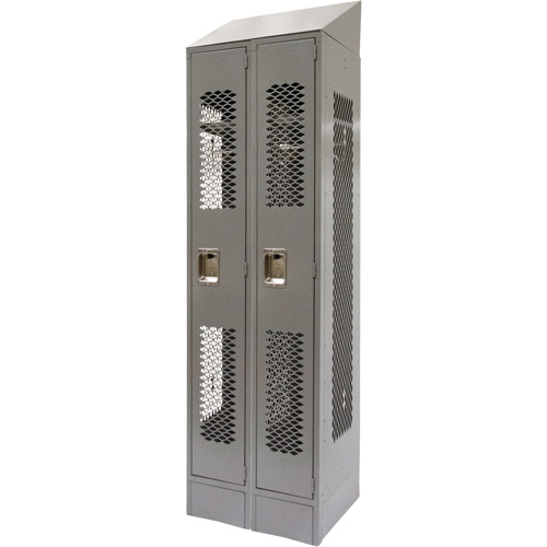 FN861 Casiers ventil&eacute;s, Bloc de 2, 24" x 18" x 88", Acier, Gris, D&eacute;mont&eacute;, Perfor&eacute;