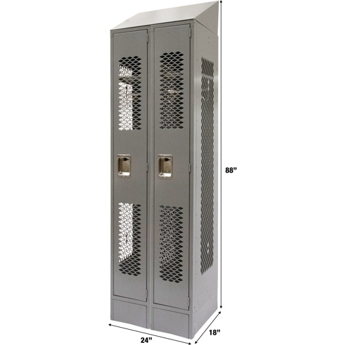 FN861 Casiers ventil&eacute;s, Bloc de 2, 24" x 18" x 88", Acier, Gris, D&eacute;mont&eacute;, Perfor&eacute;