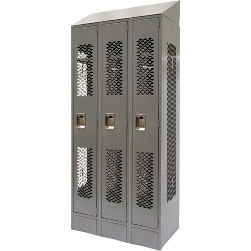FN862 Casiers ventil&eacute;s, Bloc de 3, 36" x 18" x 88", Acier, Gris, D&eacute;mont&eacute;, Perfor&eacute;