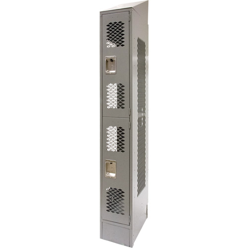 FN863 Casiers ventil&eacute;s, 2 niveaux, 12" x 18" x 88", Acier, Gris, D&eacute;mont&eacute;, Perfor&eacute;