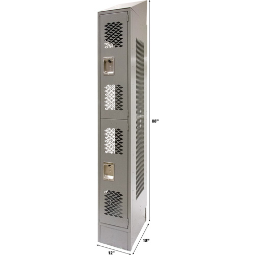 FN863 Casiers ventil&eacute;s, 2 niveaux, 12" x 18" x 88", Acier, Gris, D&eacute;mont&eacute;, Perfor&eacute;