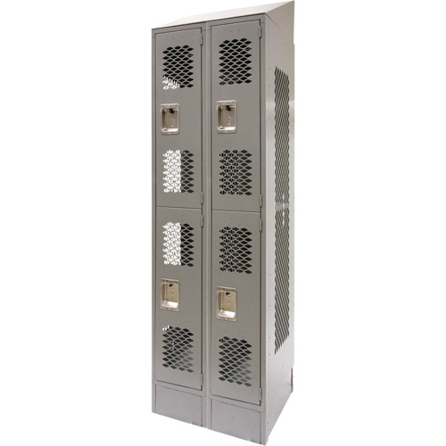 FN864 Casiers ventil&eacute;s, 2 niveaux, Bloc de 2, 24" x 18" x 88", Acier, Gris, D&eacute;mont&eacute;, Perfor&eacute;