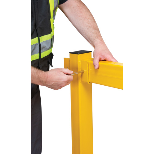 KI380 Corner Post for Light-Duty Guard Rails, Steel, 42" H, Safety Yellow