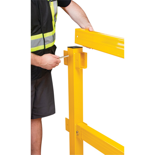 KI380 Corner Post for Light-Duty Guard Rails, Steel, 42" H, Safety Yellow