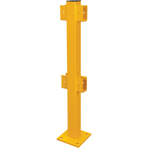 KI379 Poteau en ligne pour garde-corps l&eacute;gers, Acier, 42" h, Jaune s&eacute;curit&eacute; OSHA