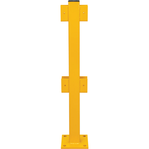 KI379 Poteau en ligne pour garde-corps l&eacute;gers, Acier, 42" h, Jaune s&eacute;curit&eacute; OSHA
