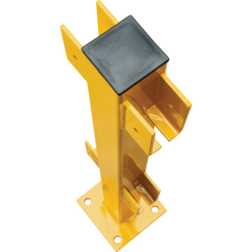 KI379 Poteau en ligne pour garde-corps l&eacute;gers, Acier, 42" h, Jaune s&eacute;curit&eacute; OSHA
