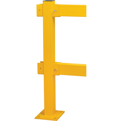 KI379 Poteau en ligne pour garde-corps l&eacute;gers, Acier, 42" h, Jaune s&eacute;curit&eacute; OSHA