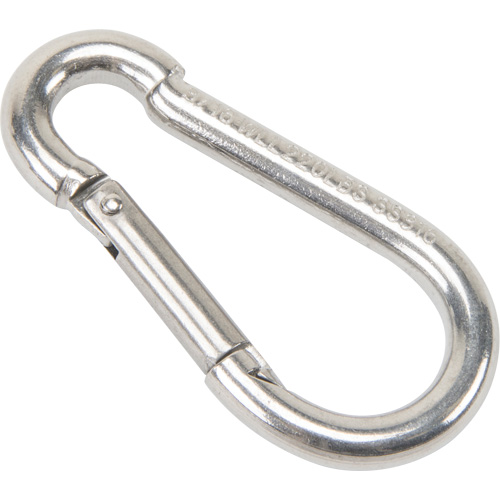 LW272 Mousqueton en acier inoxydable, 220 lb (0,11 tonne) Charge d'utilisation max., 3/16" Taille, 5/16" Oeil