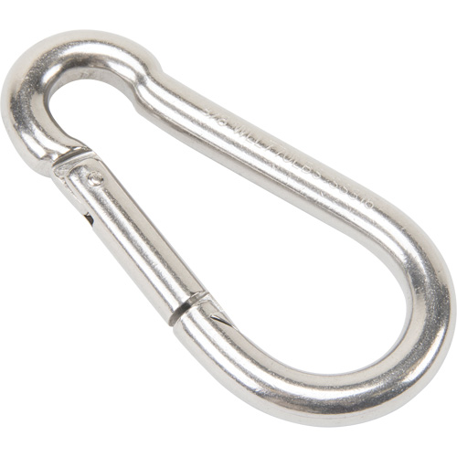 LW277 Mousqueton en acier inoxydable, 770 lb (0,385 tonne) Charge d'utilisation max., 3/8" Taille, 5/8" Oeil