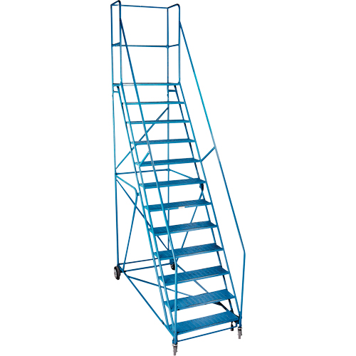 MA624 CSA-Certified Rolling Step Ladder with Locking Step, 12 Steps, 30" Step Width, 109" Platform Height, Steel