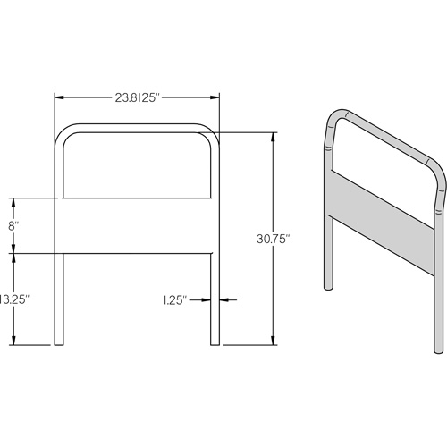 MB220 Poign&eacute;e chrom&eacute;e de 24" pour chariot &agrave; plateforme
