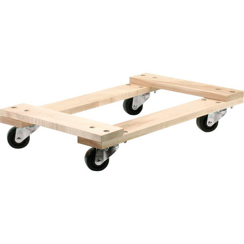 MD515 Chariots en Bois Franc - usage moyen, Roues en Polyol&eacute;fine, Capacit&eacute; de 900 lb, 18" la x 30" p x 7" h
