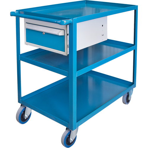 MH256 Chariots &agrave; tablettes avec tiroir, 1200 lb Capacit&eacute;, Acier, 24" x la, 36" x ha, 36" p, Roues en Caoutchouc, Enti&egrave;rement soud&eacute;, 1 tirroirs