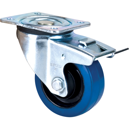 ML342 Roulette bleue, Pivotant avec frein, 4" (101,6 mm), Caoutchouc, 350 lb (158,8 kg)