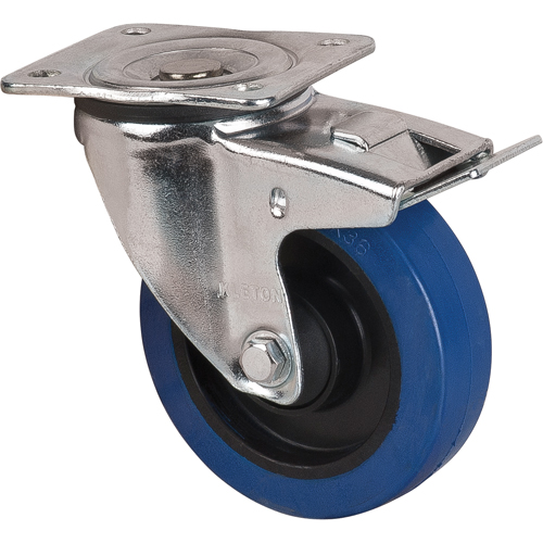 ML345 Blue Caster, Swivel with Brake, 5" (127 mm), Rubber, 400 lbs. (181 kg.)