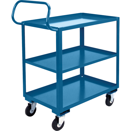 ML884 Chariot ergonomique &agrave; tablettes, 800 lb Capacit&eacute;, Acier, 26" la x 37" ha x 38" p, Bordure vers le haut