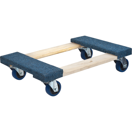 MN214 Socle roulant en bois dur &agrave; bouts avec tapis, Cadre en Bois, 18" la x 24" lo, Capacit&eacute; 1400 lb