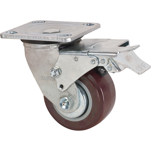 MN264 Roulette, Pivotant avec frein, 4" (101,6 mm), Polyur&eacute;thane, 