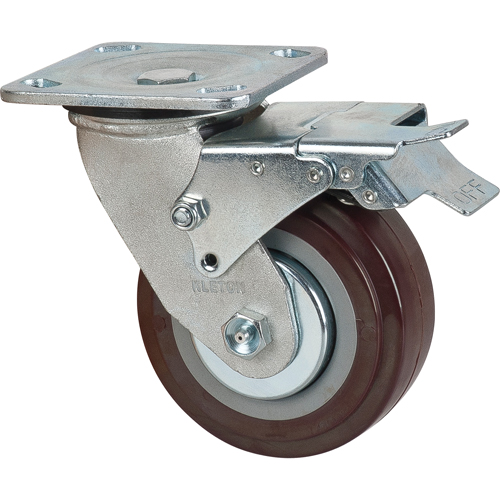 MN265 Roulette, Pivotant avec frein, 5" (127 mm), Polyur&eacute;thane, 650 lb (294 kg)