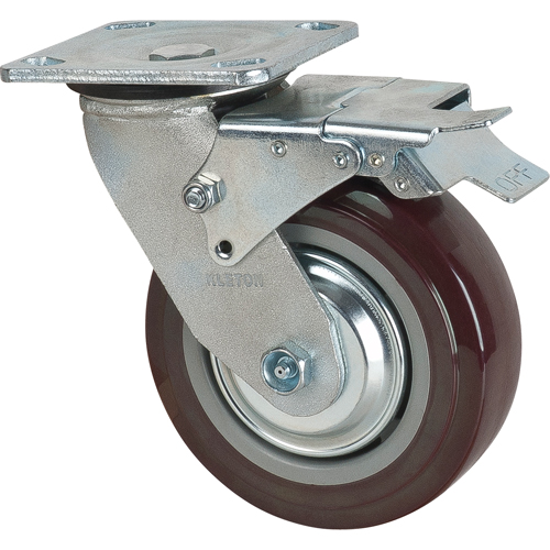 MN266 Roulette, Pivotant avec frein, 6" (152,4 mm), Polyur&eacute;thane, 850 lb (385 kg)