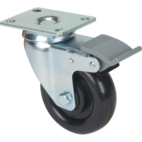 MP579 Caster, Swivel with Brake, 4" (101.6 mm), Polyolefin, 250 lbs. (113.4 kg)
