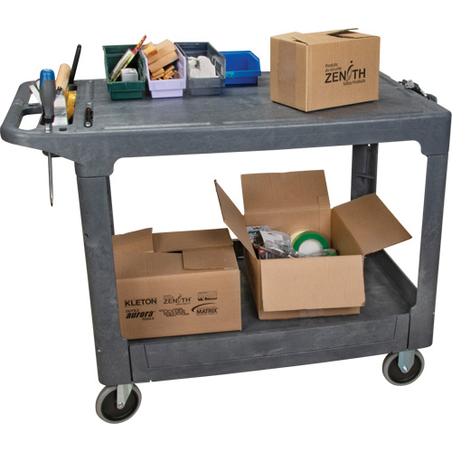 MP642 Chariot utilitaire pour l'entretien avec tablette plate, 2 tiers, 25-1/4" x 32-1/4" x 44", Capacit&eacute; 550 lb