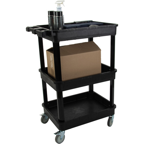 MQ184 Chariot utilitaire avec tablette &agrave; bordure profonde, 3 tiers, 19" x 39-1/2" x 28-1/4", Capacit&eacute; 330 lb