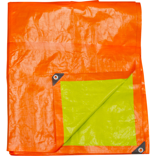 NAA096 B&acirc;che tiss&eacute;e robuste haute visibilit&eacute;, Poly&eacute;thyl&egrave;ne, Vert/Orange, 16' x 20' x 12 mils