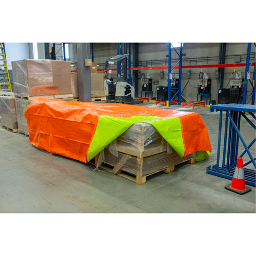 NAA096 B&acirc;che tiss&eacute;e robuste haute visibilit&eacute;, Poly&eacute;thyl&egrave;ne, Vert/Orange, 16' x 20' x 12 mils