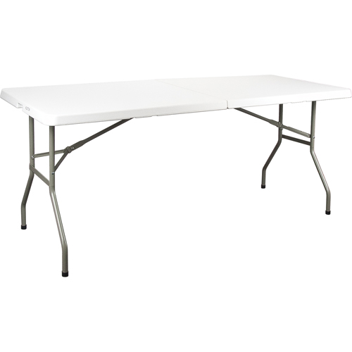 ON601 Fold-in-Half Table, Rectangular, 72" L x 30" W, Polyethylene, White