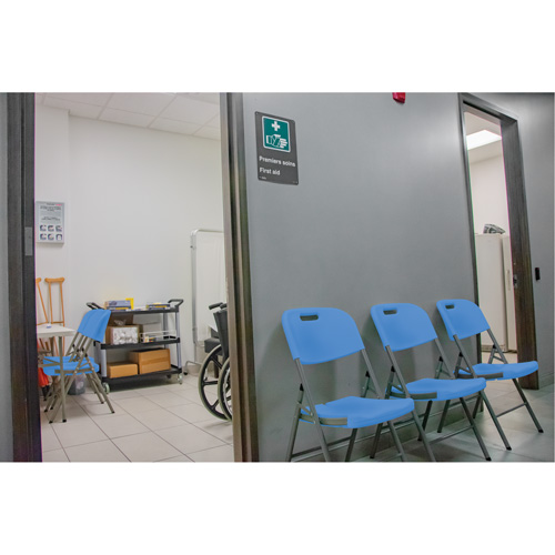OP449 Folding Chair, Polyethylene, Blue, 350 lbs. Weight Capacity