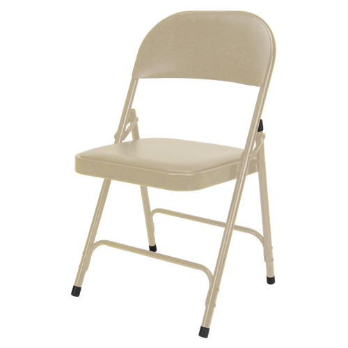 OP963 Vinyl Padded Folding Chair, Steel, Beige, 300 lbs. Weight Capacity