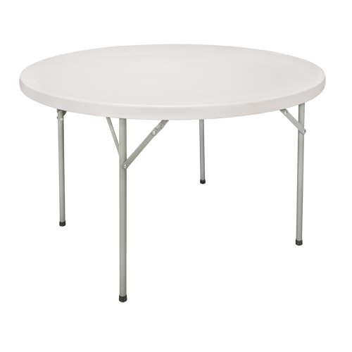 OQ320 Folding Table, Round, 48" L x 48" W, Polyethylene, White