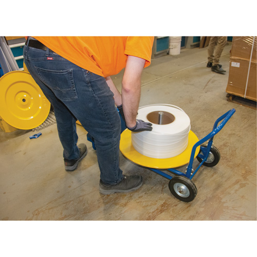 PE555 Strapping Dispenser, Polyester/Steel/Polypropylene Straps, 16"/8" Core Dia., 3"/8"/6" Roll Width