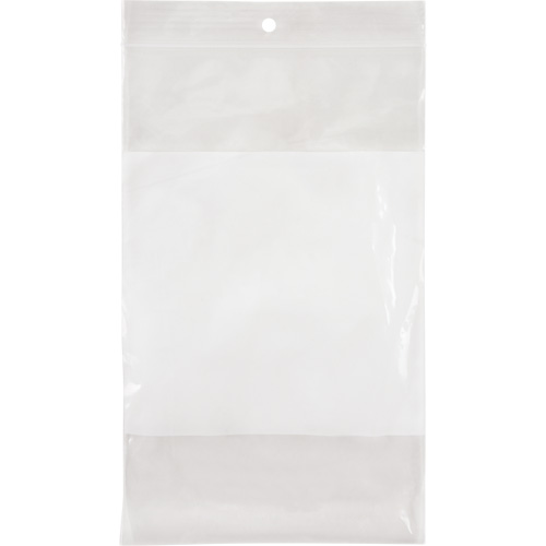 PF933 White Block Poly Bags, Reclosable, 8" x 5", 2 mils