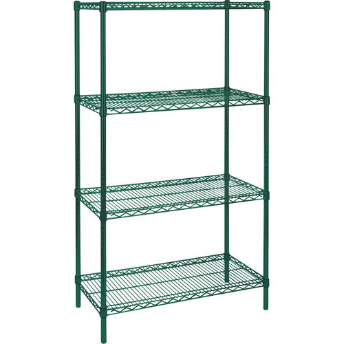 RL648 Heavy-Duty Green Epoxy Finish Wire Shelving, 4 Tiers, 36" W x 63" H x 18" D