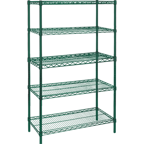 RN101 Heavy-Duty Green Epoxy Finish Wire Shelving, 5 Tiers, 30" W x 74" H x 14" D