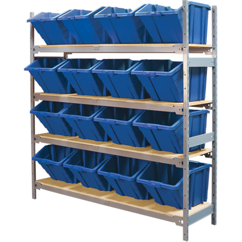 RL981 &eacute;tag&egrave;res larges avec bacs g&eacute;ants en plastique, Acier, Sans boulons, Capacit&eacute; 800 lb, 66" la x 72" h x 18" p