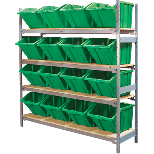RL982 &eacute;tag&egrave;res larges avec bacs g&eacute;ants en plastique, Acier, Sans boulons, Capacit&eacute; 800 lb, 66" la x 72" h x 18" p