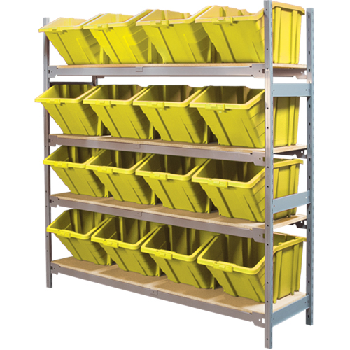 RL983 &eacute;tag&egrave;res larges avec bacs g&eacute;ants en plastique, Acier, Sans boulons, Capacit&eacute; 800 lb, 66" la x 72" h x 18" p