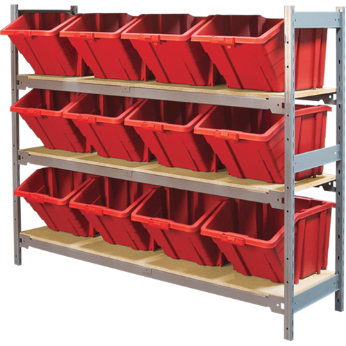 RL984 &eacute;tag&egrave;res larges avec bacs g&eacute;ants en plastique, Acier, Sans boulons, Capacit&eacute; 800 lb, 66" la x 60" h x 18" p